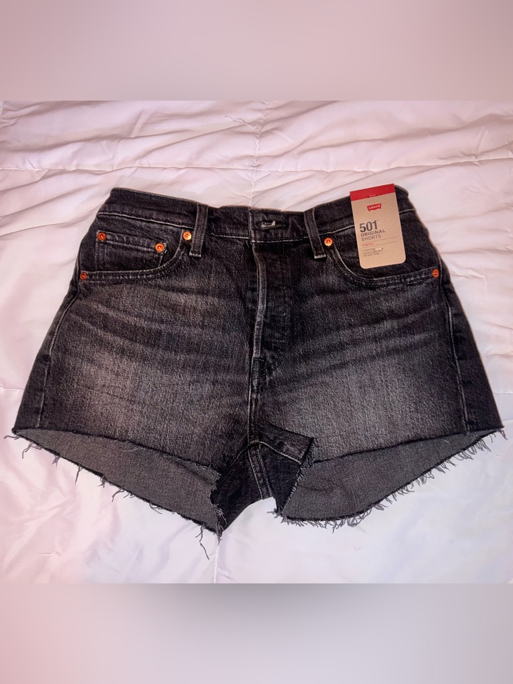 Levi's Black Washed 501 Cutoff Jean Shorts